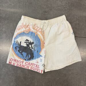 Vintage Y2k Cowboy Capital Ranch Beige Drawstring Sweatshorts Medium